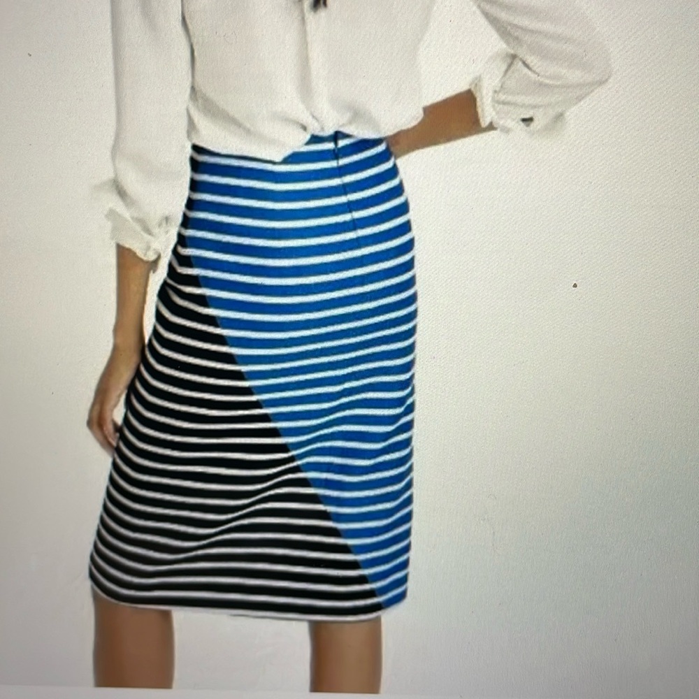 J. Crew striped color block blue Coastal pencil skirt size 4